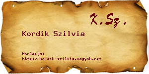 Kordik Szilvia névjegykártya