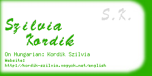 szilvia kordik business card